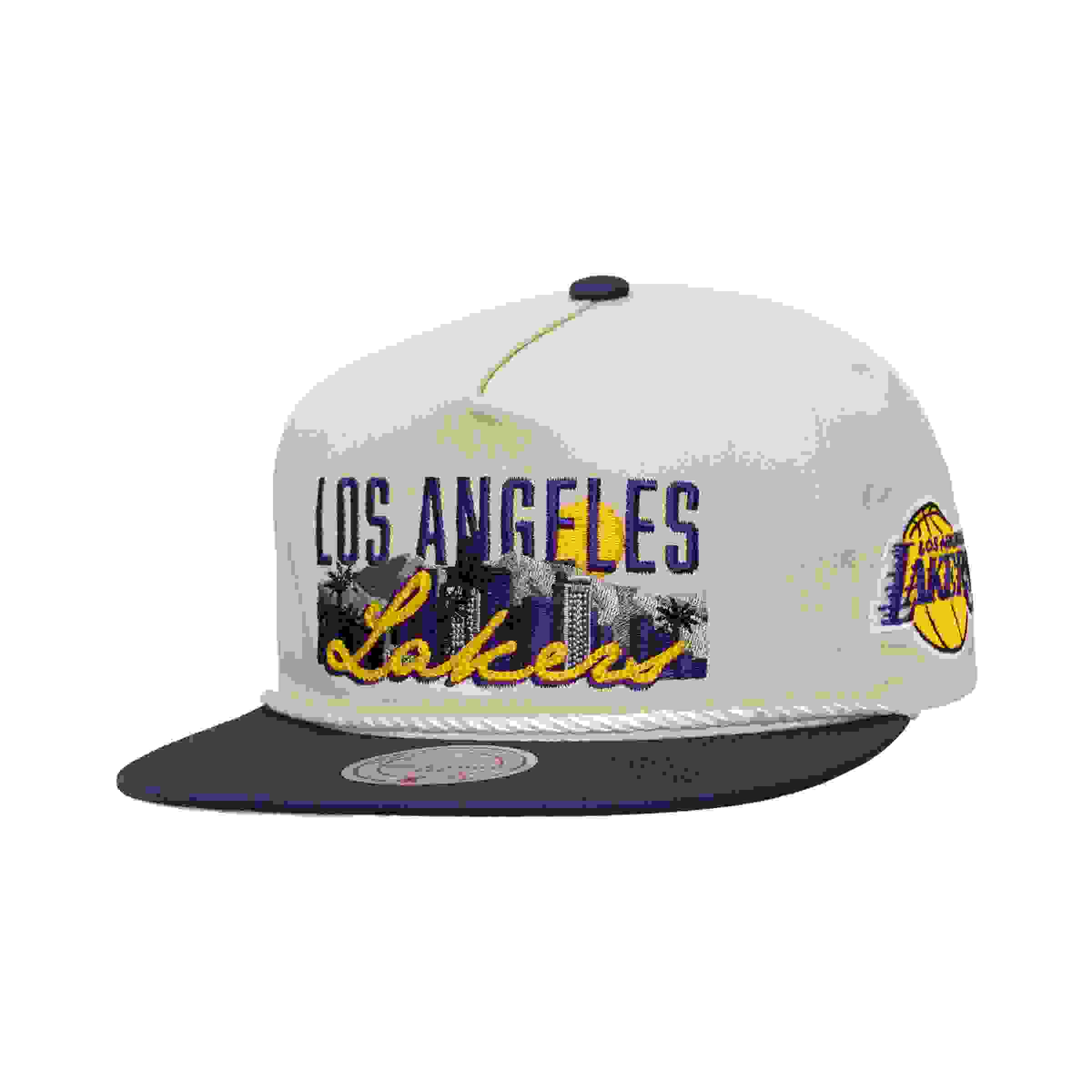 Mitchell & Ness Los Angeles Lakers Cityscape Cream Snapback Hat
